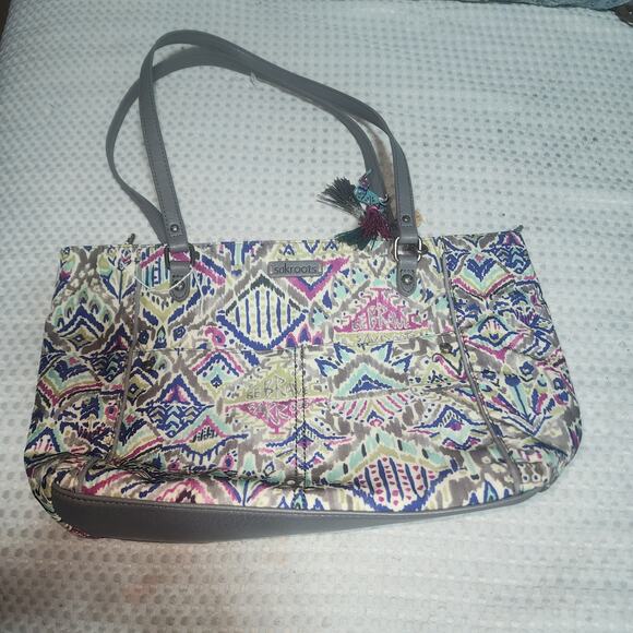 SAKROOTS EUC ARTIST CIRCLE SLATE BRAVE TOTE BAG WITH CHARMS - Picture 1 of 9